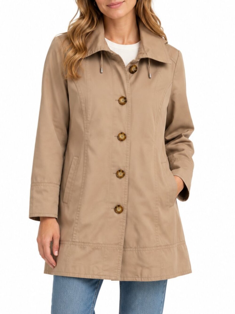 MICHAEL Michael Kors Tan Classic Trench Coat Detachable Hood Large